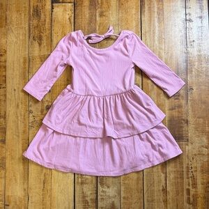 Epic Threads long sleeve dress 4T pink tiered ribbed